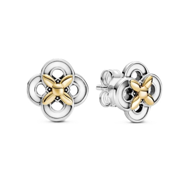 Dam örhängen Pandora TWO-TONE FLOWER Sterlingsilver 925