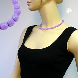 necklace glass beads lilac 42cm