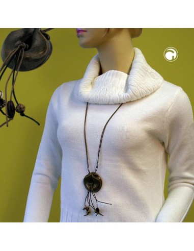 necklace rings antique brass brown 100cm