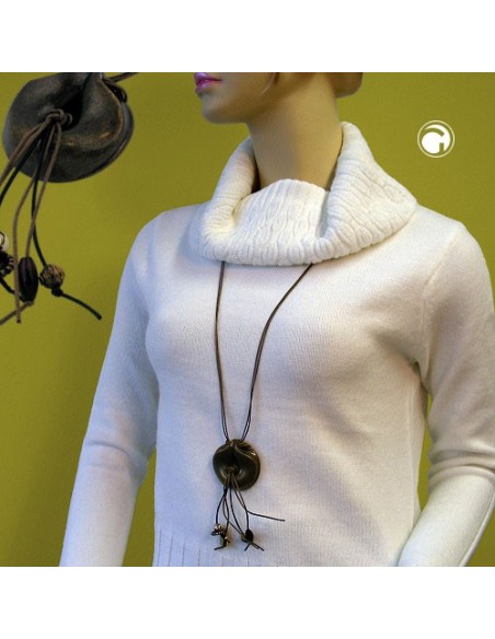 necklace rings antique brass brown 100cm