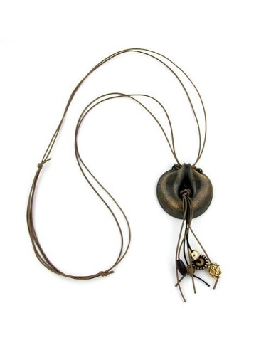 necklace rings antique brass brown 100cm