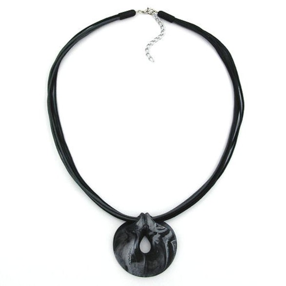 necklace amulet grey-black 50cm