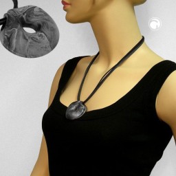 necklace amulet grey-black 50cm