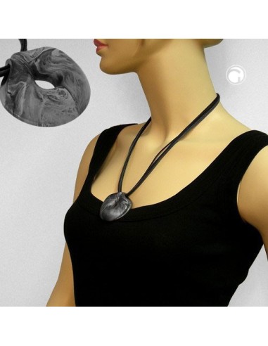 necklace amulet grey-black 50cm