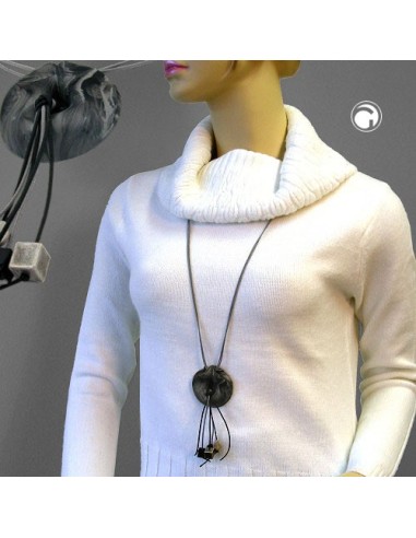 necklace rings grey-silver marbled 100cm