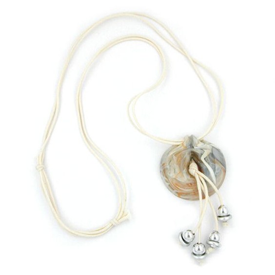 necklace amulet grey-white-brown 100cm