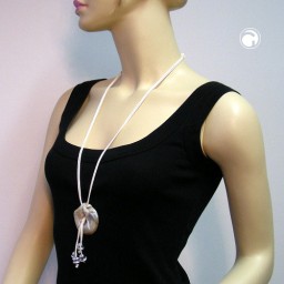 necklace amulet grey-white-brown 100cm