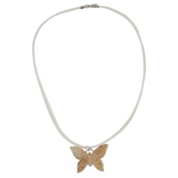 necklace butterfly white/ brown