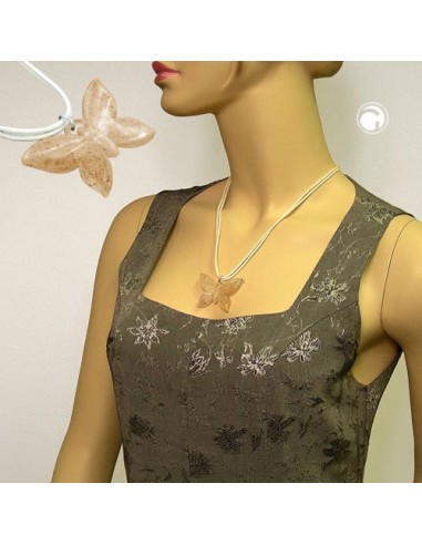 necklace butterfly white/ brown