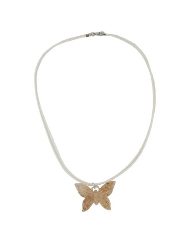 necklace butterfly white/ brown