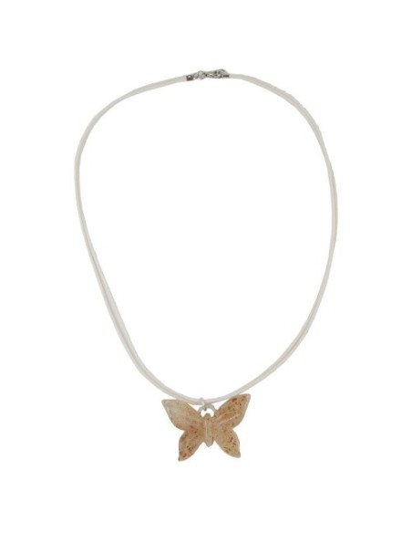 necklace butterfly white/ brown