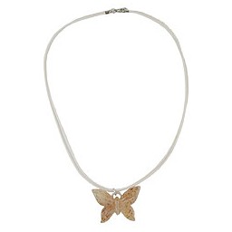 necklace butterfly white/ brown