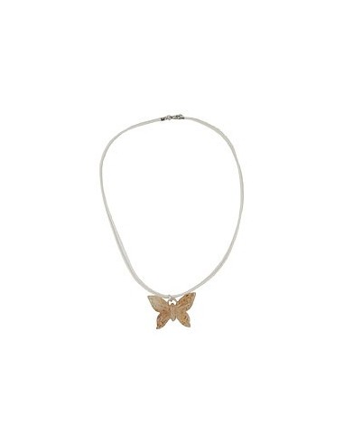 necklace butterfly white/ brown
