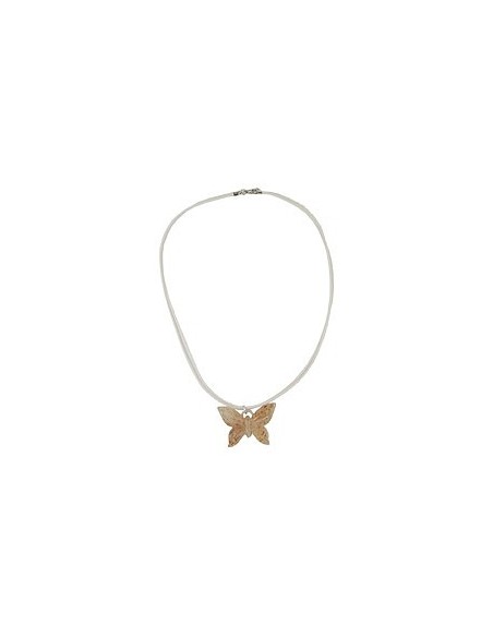 necklace butterfly white/ brown