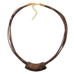 necklace tube flat curved brown 50cm