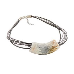 necklace tube flat curved grey-beige 50cm