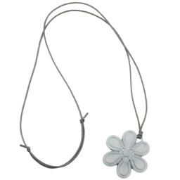 necklace big flower pendant grey cord