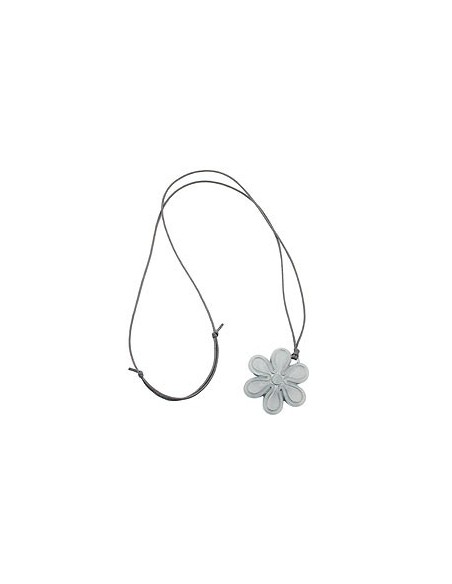 necklace big flower pendant grey cord