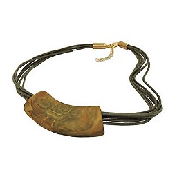 necklace tube flat curved green-olive 50cm