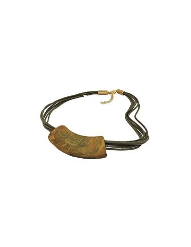 necklace tube flat curved green-olive 50cm