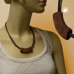 necklace tube flat curved brown 50cm