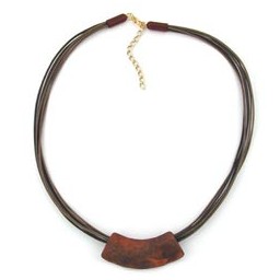 necklace tube flat curved brown 50cm