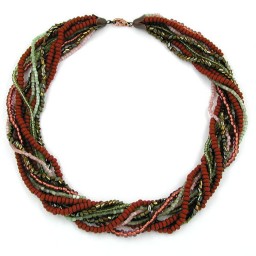 necklace rocaille brown-olive