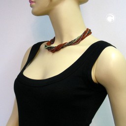 necklace rocaille brown-olive