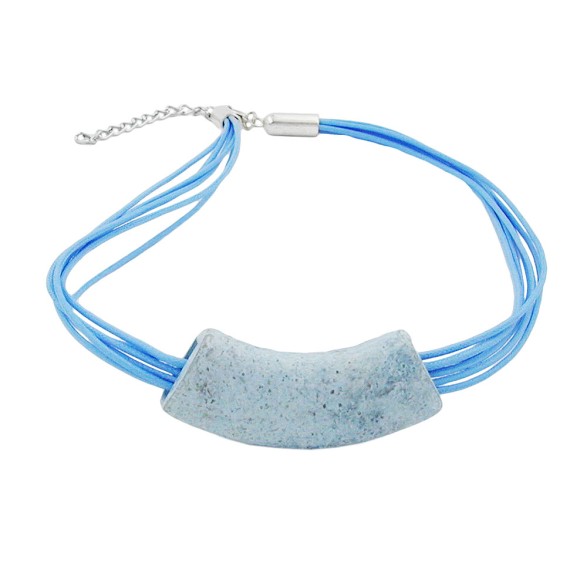 necklace tube flat curved jeans-blue 50cm