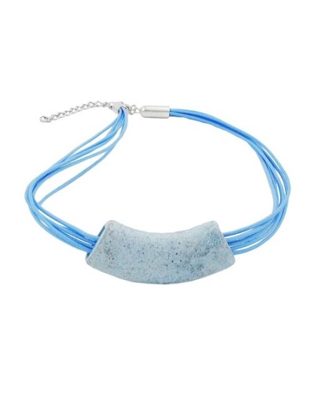 necklace tube flat curved jeans-blue 50cm