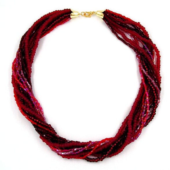 necklace rocaille wine-red