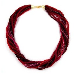 necklace rocaille wine-red