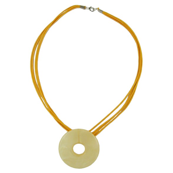 necklace round pendant yellow/orange