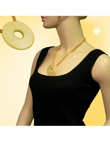 necklace round pendant yellow/orange