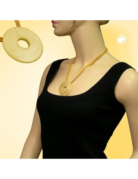 necklace round pendant yellow/orange