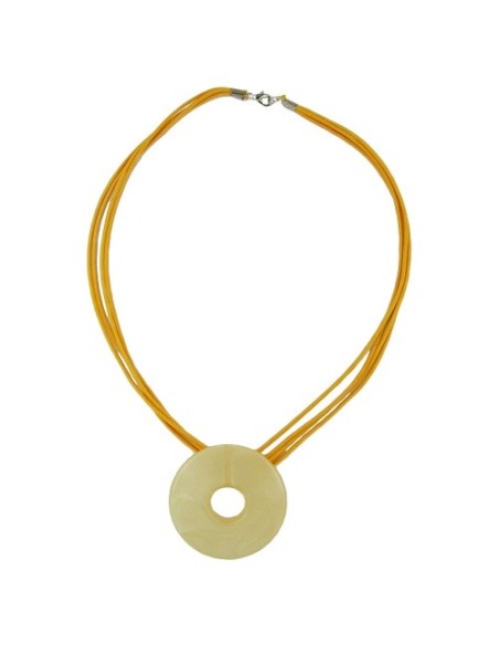 necklace round pendant yellow/orange