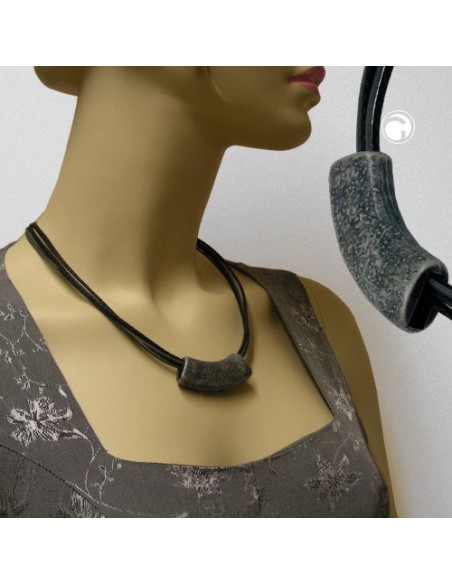 necklace tube flat curved silver-grey 50cm
