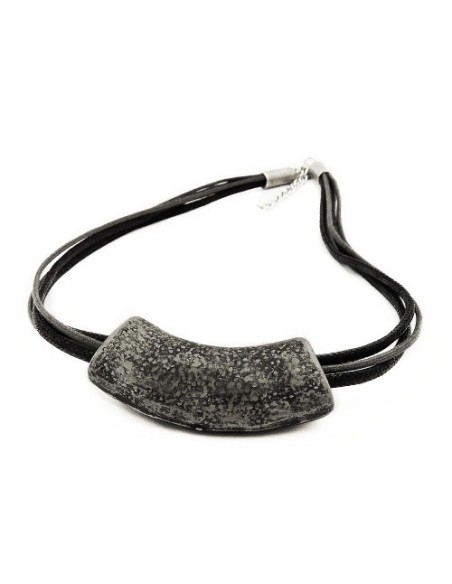 necklace tube flat curved silver-grey 50cm
