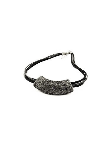 necklace tube flat curved silver-grey 50cm