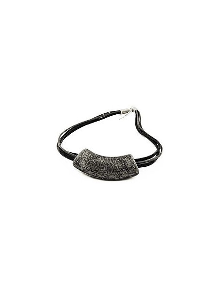 necklace tube flat curved silver-grey 50cm