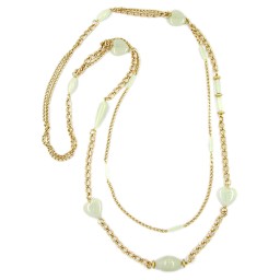 necklace beads mint gold plated