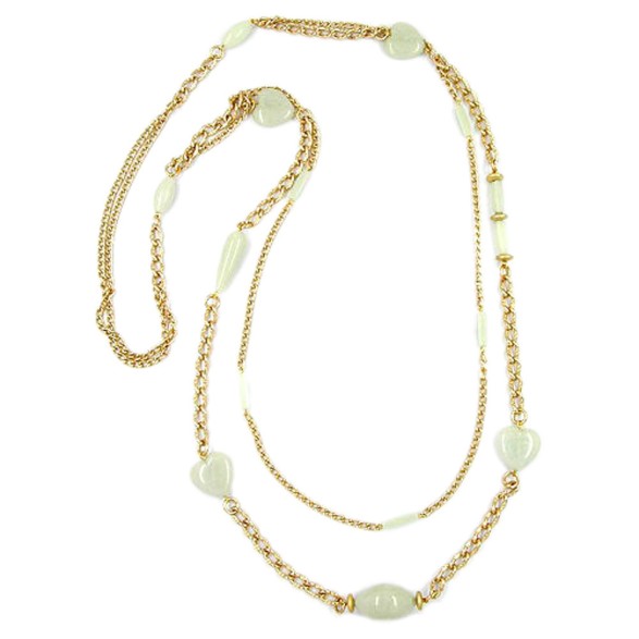 necklace beads mint gold plated