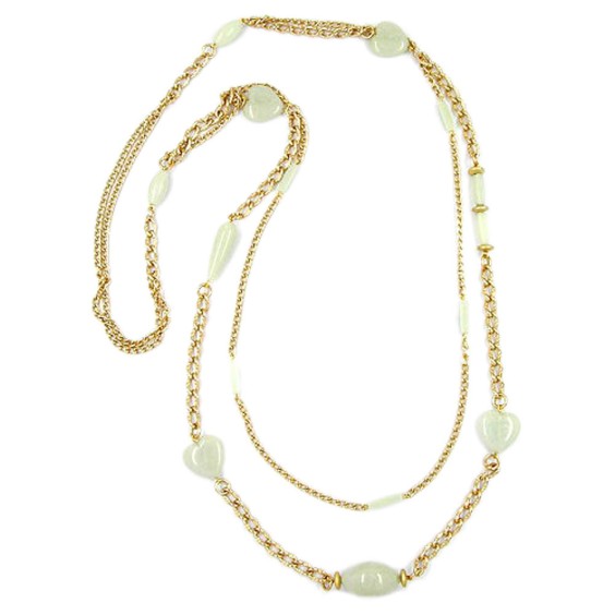 necklace beads mint gold plated