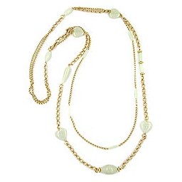 necklace beads mint gold plated