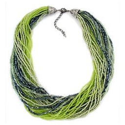 necklace rocailles olive grey 47cm