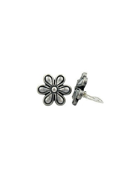 clip-on earring flower antique silver color