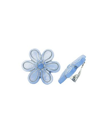 clip-on earring flower blue colored 30mm