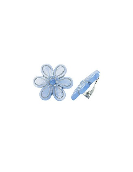 clip-on earring flower blue colored 30mm