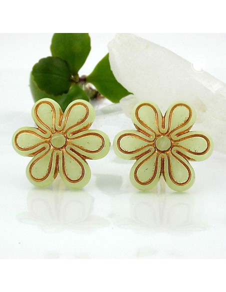 clip-on earring flower light green