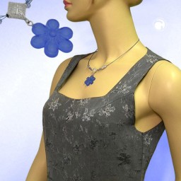 necklace flower pendant blue